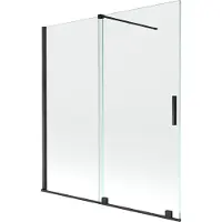 Mexen Velar badwand 2-delig schuifbaar 150 x 150 , transparant, zwart - 896-150-000-01-70
