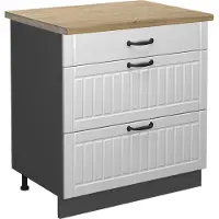 Vicco Fame-Line Keukenonderkast – 80 cm met 3 laden, WB Eik Wit Landhuis