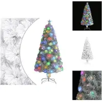 vidaXL Kunstkerstboom met verlichting, wit, 120 cm, glasvezel - Kerstbomen