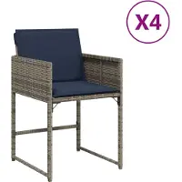 vidaXL Tuinstoelen 4 st met kussens poly rattan grijs
