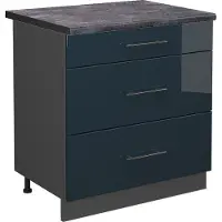 Vicco Fame-Line Onderkasten – 80 cm met 3 laden, WB Antraciet Donkerblauw hoogglans