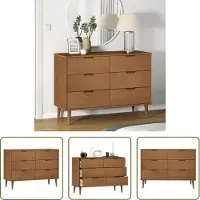 The Living Store Ladekast MOLDE 113x40x80 cm massief grenenhout bruin - Ladekast - Scandinavisch Design - Grenenhouten Meubel - Opbergkast - Vintage Style
