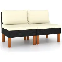 Syfax Middenbanken 2 st poly rattan en massief eucalyptushout