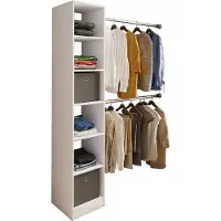 VCM Dacho2 kledingkast kast met 2x ophangstang 6 planken wit.