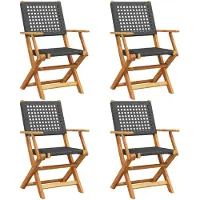 vidaXL Tuinstoelen 4 st inklapbaar poly rattan en massief hout zwart