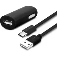 Forever 2A Sigarettenaanstekerlader en USB Type C-kabel van 1,2 m Snel Opladen