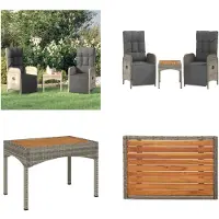 vidaXL Tuinstoelen 2 st verstelbaar met tafel poly rattan grijs - Tuinstoel - Tuinstoelen - Verstelbare Tuinstoel - Campingstoel