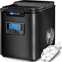 Tillvex Ijsblokjesmachine Roestvrij Staal 12 kg - 24 u | IJsblokjesmaker met Timer en 2,2 Liter Watertank | Ice-Maker LCD-Display & Zelfreinigingsfunctie | 3 IJsblokjes Maten