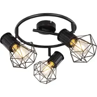 Globo Lighting 3-diamantkap ronde spot zwart Globo Priska