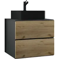 VCM 2pcs wastafelmeubel / zwart wastafelmeubel breedte 60 cm / badkamermeubel set met laden / Lendas S BL