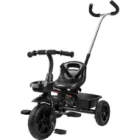 HyperMotion Kids Driester met ouder Push Handle Lichtgewicht Baby Balance Bike Tricycle For Children Parent Steering Push Handle Tike Trike Black