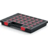 Kistenberg Sorteerbox/vakjes koffer - spijkers/schroeven/kleine spullen - 30 vaks - kunststof - zwart - 40 x 30 x 5 cm