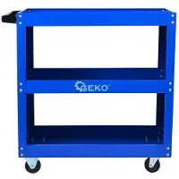 GEKO Werkplaatswagen met zijpanelen - Drie ruime planken - Ergonomische handgreep - Zwenkwielen met rem - 775x348x760 mm