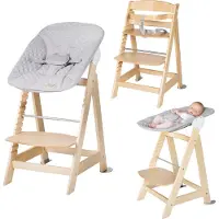Roba Kinderstoel Born Up naturel Set 2-in-1 incl. Newborn Set Style grijs