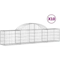 vidaXL Schanskorven 10 st gewelfd 200x30x40/60 cm gegalvaniseerd ijzer