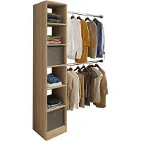 VCM Dacho2 kledingkast kast met 2x ophangstang 6 planken eik decor.