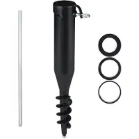 Relaxdays 3 x Ingrondstuk voor parasol, grondpen om in te draaien, adapter 40-52 mm, kunststof, boor voor parasol, zwart