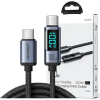 JOYROOM Prism Series 100W USB-C to USB-C Cable with Display, 1.2m - Black