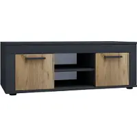 VCM UsiloL TV-meubel 2 deuren antraciet, eik decor.