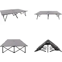vidaXL - Ligbed - 2-persoons - inklapbaar - staal - grijs