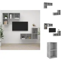 vidaXL Tv-kast - Tv-kasten - Televisiekast - Televisiekasten - Tv-wandmeubelen 4 st spaanplaat betongrijs