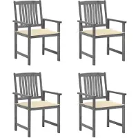 Syfax Tuinstoelen 4 st met kussens massief acaciahout grijs
