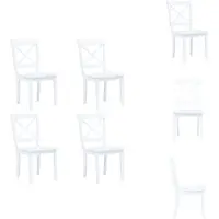 vidaXL Eetkamerstoelen, 4 stuks, wit, rubberhout, massief - Eetkamerstoelen