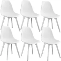 En.casa [] 6 design stoelen, 83 x 54 x 48 cm, wit. Eetkamerstoelen, stoelen van kunststof in Scandinavische stijl, met vloerbeschermers