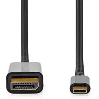 Nedis USB-C Adapter | USB 3.2 Gen 1 | USB-C Male | DisplayPort Male | 4K@60Hz | 2.00 m | Rond | Verguld | PVC | Zwart | Label - CCGL64352BK20