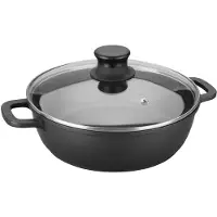Lacor Faitout bas 32 cm en fonte d'aluminium couvercle en verre - - Noir - Fonte Aluminium