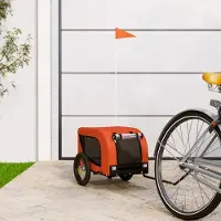Prolenta Maison Exclusive - Fietsaanhanger voor honden, oranje en zwart, gemaakt van Oxford-stof en metaal