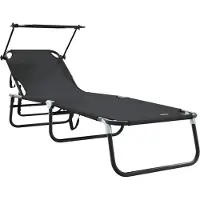 Syfax Opvouwbare zonnebed Zwart 190 x 57 x 81 cm oxford