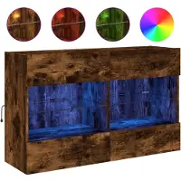 vidaXL Tv-wandmeubel met LED-verlichting 98,5x30x60,5 cm gerookt eiken