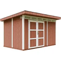 Timbela M904A-REDWOOD RED - LP SmartSide Tuinhuis op houtbasis - 8,7 m² - 412x279xH237 cm - met vloer en verf