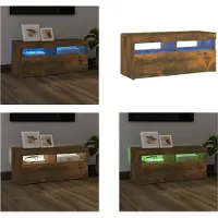 vidaXL Tv-meubel met LED-verlichting 90x35x40 cm gerookt eikenkleurig - Tv-kast - Tv-kasten - Tv-meubel - Hifi-meubel