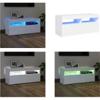 vidaXL Tv-meubel met LED-verlichting 90x35x40 cm wit - Tv-kast - Tv-kasten - Televisiekast - Televisiekasten