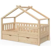 VitaliSpa Huisbed Design Natuurlijk hout 80x160 cm met 2 laden, Model 33271
