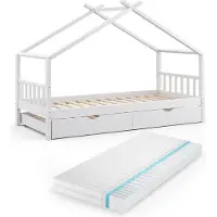 VitaliSpa Design Huisbed – 90x200 cm met logeerbed en matras Wit