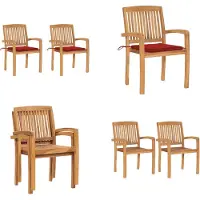 vidaXL Tuinstoelen 2 st met rode kussens massief teakhout - Tuinstoel - Tuinstoelen - Tuin Stoel - Tuin Stoelen