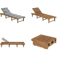 vidaXL Ligbed inklapbaar met kussen massief acaciahout - Ligbed - Ligbedden - Ligstoel - Ligstoelen