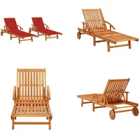 vidaXL Ligstoelen 2 st met kussens massief acaciahout - Zonnestoel - Zonnestoelen - Zonnebed - Zonnebedden
