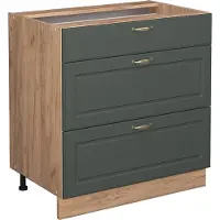Vicco Fame-Line Keukenonderkast – 80 cm met 3 laden, zonder werkblad Groen-Goud Landhuis