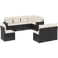 vidaXL 8-delige Loungeset met kussens poly rattan zwart