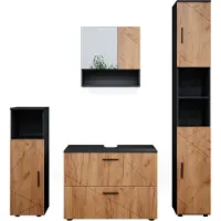 Vicco Badkamermeubel set Irma, Goudkleurig Eiken/Antraciet, 4-delig