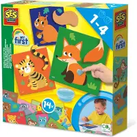SES Creative - My First - Dierenstaarten plakken - ontdek 14 dieren en hun staarten - complete set met vingerlijm