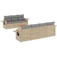 vidaXL 8-delige Loungeset met kussens poly rattan beige