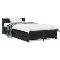 vidaXL Bedframe met lades bewerkt hout zwart 75x190 cm