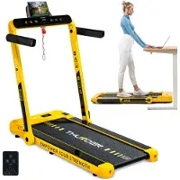 Thunder RACE-GOLD Loopband, 14 km/h, opvouwbaar, Walking Pad, 2 PK, geschikt tot 130 kg, LED, Bluetooth, app, voor fitness thuis