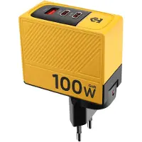 Tactical Gele GaN wandlader USB-C 100W USB 60W, Zwart / Geel