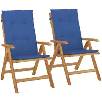 vidaXL Tuinstoelen 2 st verstelbaar met kussens massief teakhout